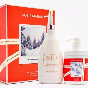 Josie Maran Unscented Mega Argan Oil Body Butter/Milk Body Serum Set MSRP $254